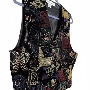 Vintage 90s 80s Patch work Embroidered Women's Vest
